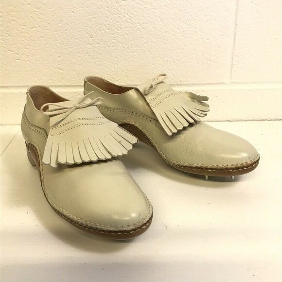 The Pro-Shu Howard & Foca Italian Womens Golf Shoe Ivory Lace Up Size 8A - Picture 1 of 12